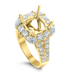 18KT 1.41 CT Halo Diamond Semi-Mount Square Ring 18KT 1.41 CT Halo Diamond Semi-Mount Square Ring