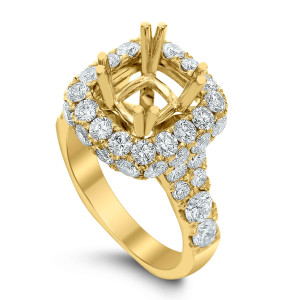 18KT 2.70 CT Halo Diamond Semi mount Cushion Ring 18KT 2.70 CT Halo Diamond Semi mount Cushion Ring