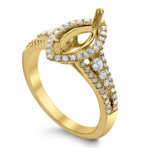 18KT 0.49 CT Halo Diamond Semi-Mount Marquise Ring 18KT 0.49 CT Halo Diamond Semi-Mount Marquise Ring