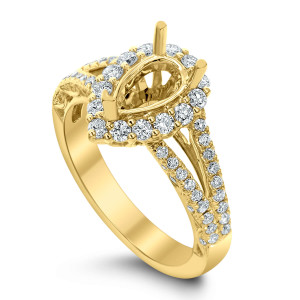 18KT 0.74 CT Halo Diamond Semi Mount Pear Ring 18KT 0.74 CT Halo Diamond Semi Mount Pear Ring