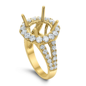 18KT 1.85 CT Halo Diamond Semi-Mount Round Ring 18KT 1.85 CT Halo Diamond Semi-Mount Round Ring