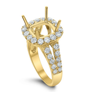 18KT 1.48 CT Halo Diamond Semi Mount Cushion Ring 18KT 1.48 CT Halo Diamond Semi Mount Cushion Ring