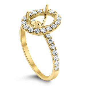 18KT 0.56 CT Halo Diamond Semi Mount Oval Ring 18KT 0.56 CT Halo Diamond Semi Mount Oval Ring